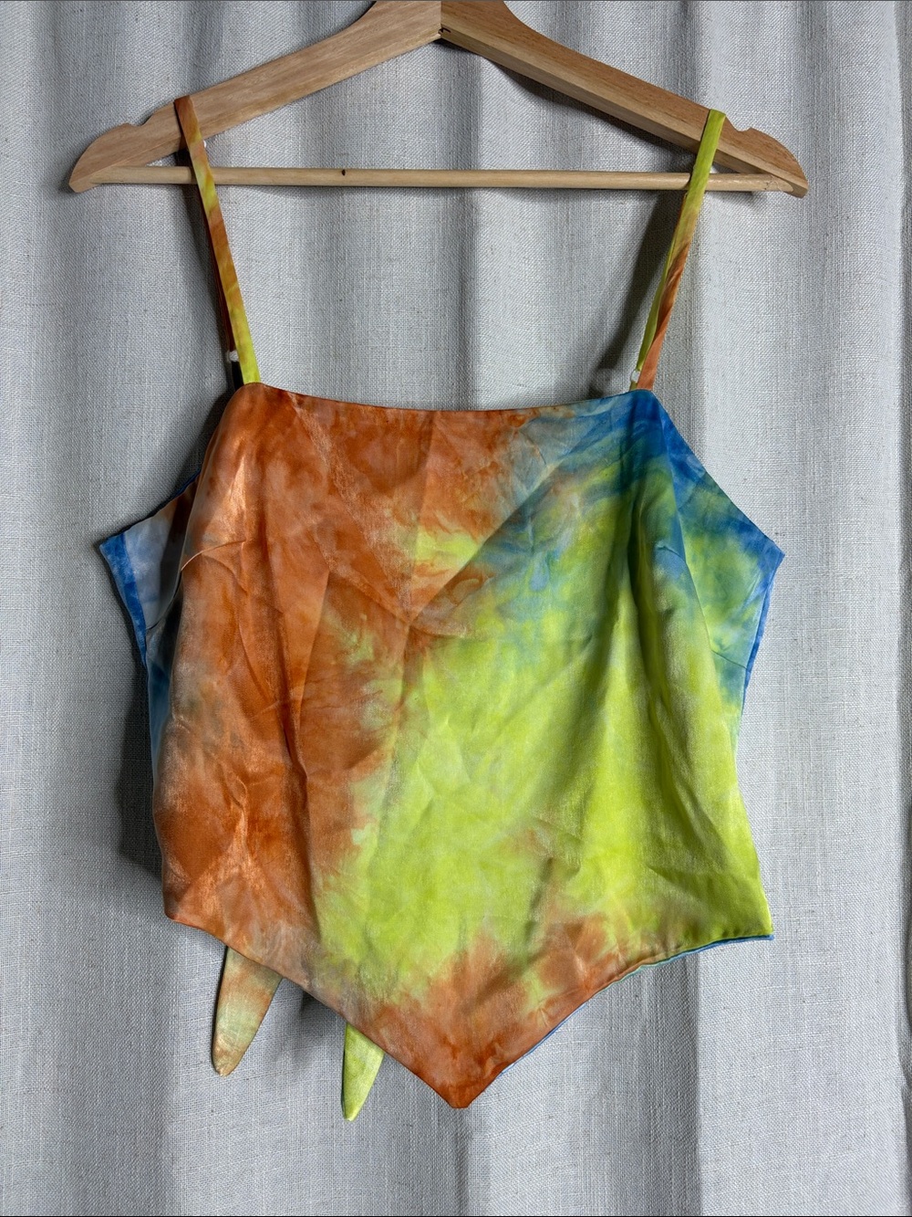 Whatever Forever Tie-Dye Handkerchief Hem Cami in Orange, Yellow & Blue